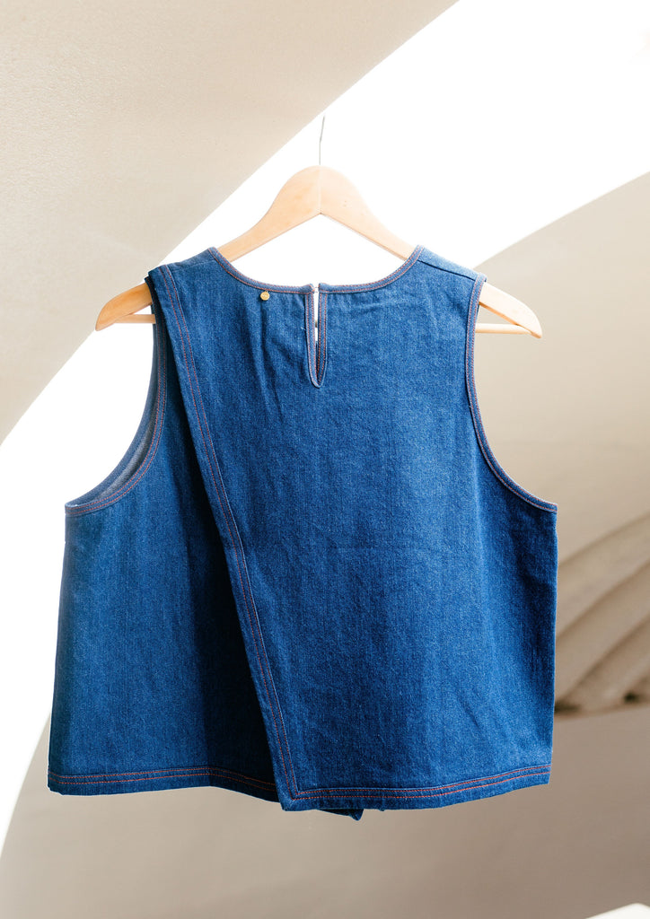 Not Your Cherry Baby Tank Top. Hand-Embroidered by Guatemalan Artisans. Denim Tank Top. Fair Wages for All.  Fair Trade Fashion. Ethically-Made